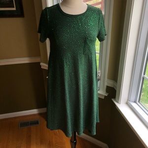 LuLaRoe LLR Elegant Carly size XS green glitter